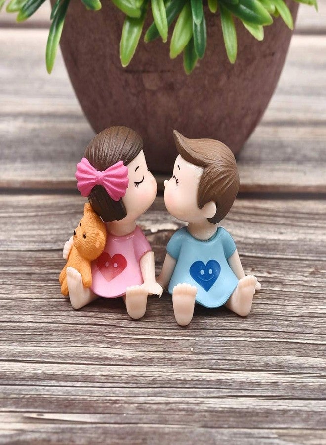BHOOLU&GOOLU PVC Made Sweety Lovers Couple Figurines Miniatures (2 Pcs Set, Pink & Blue) - Image 2
